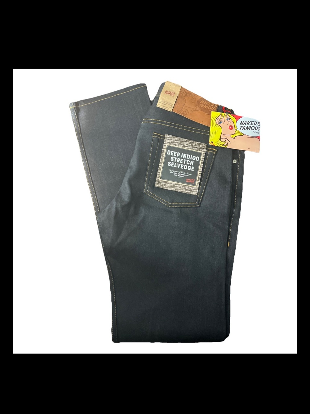 Naked & Famous Men's Weird Guy Deep Indigo Selvedge Jeans 34X34 Button Fly